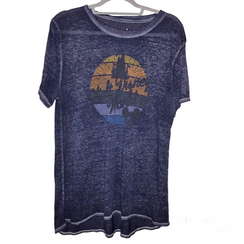 Disney World Disney‎ Parks Vintage Style Burnout Sheer Tee Navy Blue